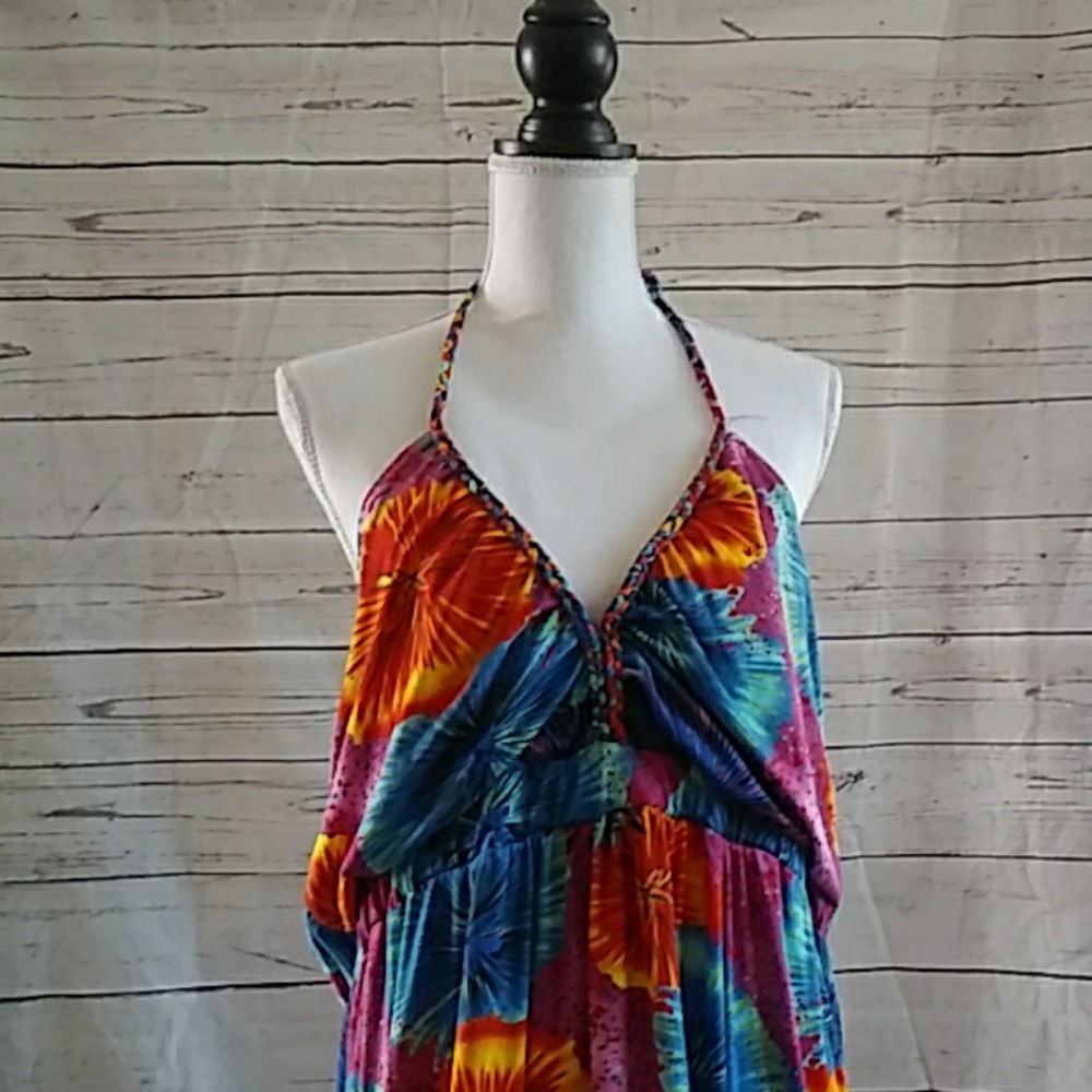 Dots "Hypnotik" Tropical Print Abstract Dress